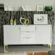 image 7 of Bold sideboard 140cm white ribbed fronts gold accents White
