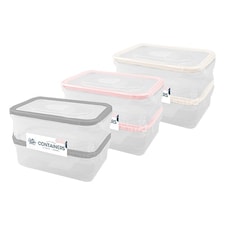 Assorted Clip Lock Plastic Containers 450ml - Pack of 2