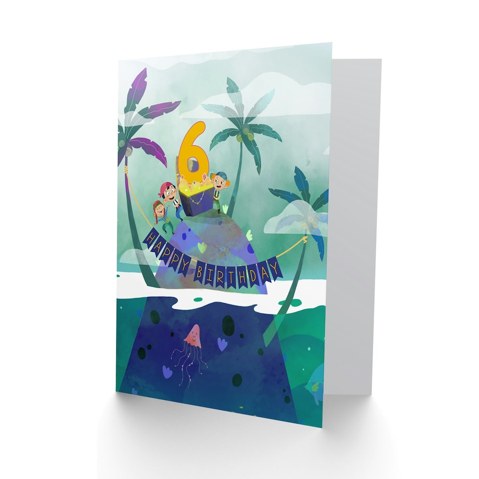 image 1 of Pirate Treasure Boys Age 6 Year Old Child Kids 6th Birthday Card