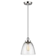 Baskin 1 Light Dome Ceiling Pendant Polished Nickel, E27