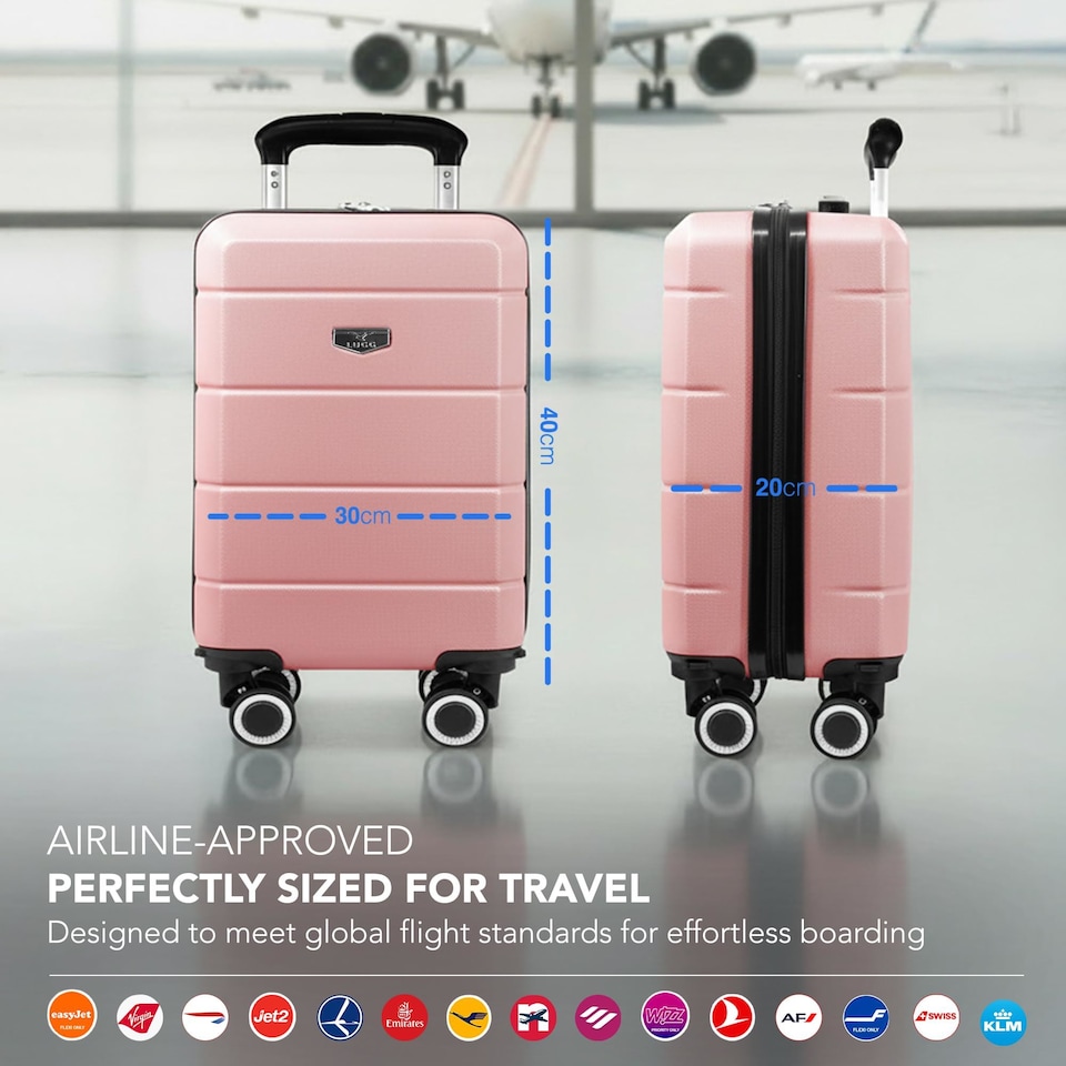 image 1 of Lugg Jetset Lightweight ABS Hard Shell Cabin Suitcase with 4 Spinner Wheels (40x30x20cm)