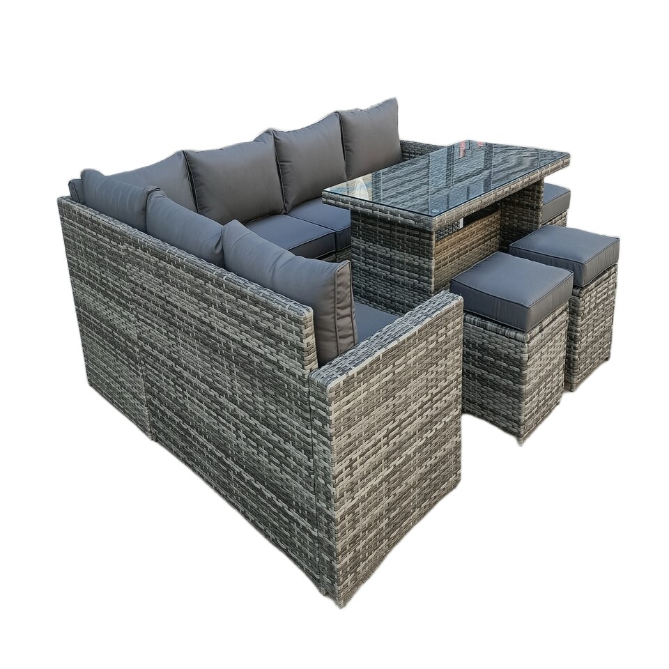 image 1 of The Tarporley Grey 9 Seat Corner Rattan Dining Set