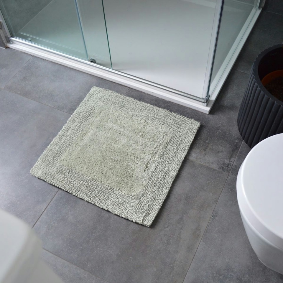 image 1 of Heavyweight Reversible Square Bath Mat White | White