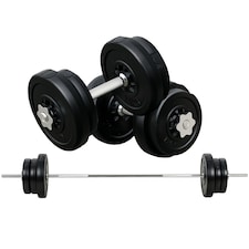 HOMCOM Dumbbell and Barbell Set with 65kg Adjustable Weights, for Home Gym