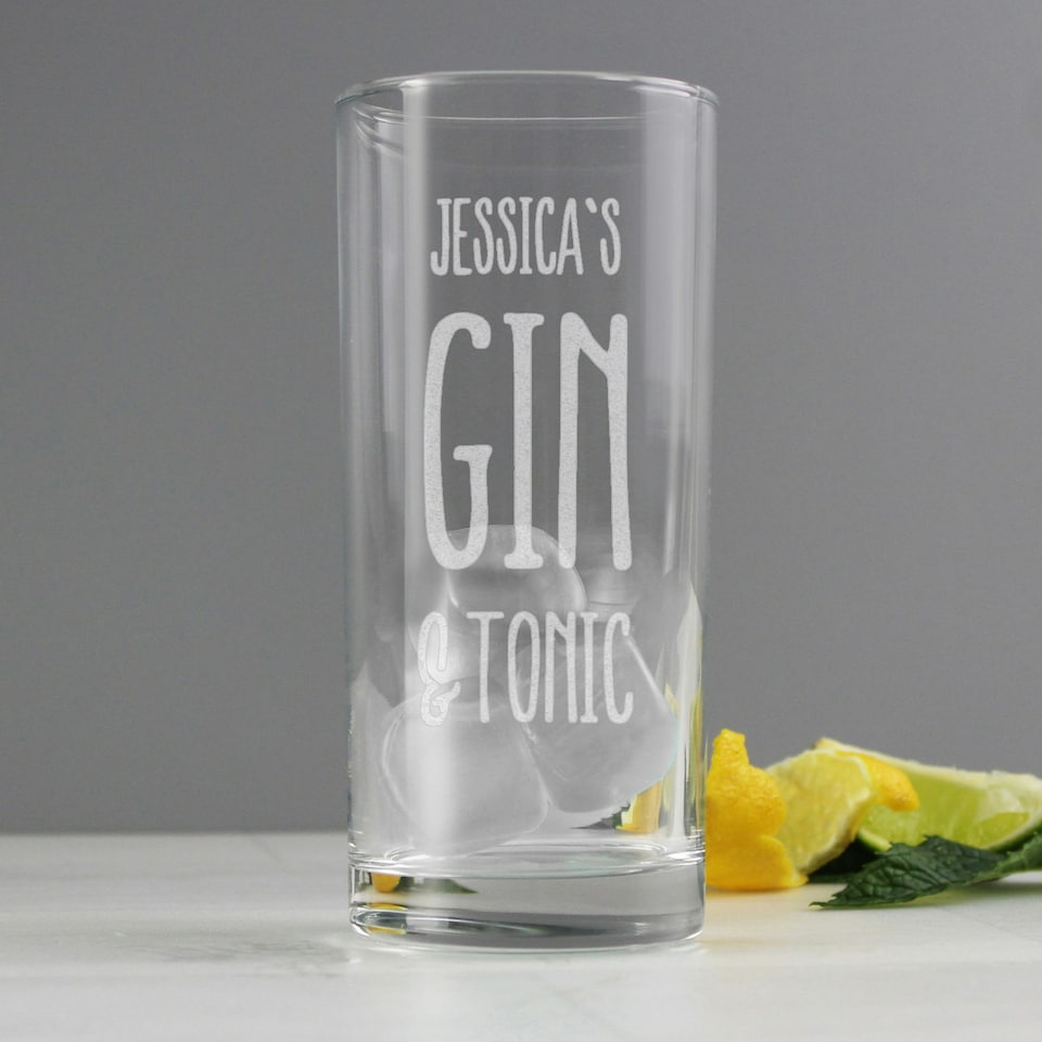 image 1 of Personalised Gin & Tonic Hi Ball Glass | Clear | 1