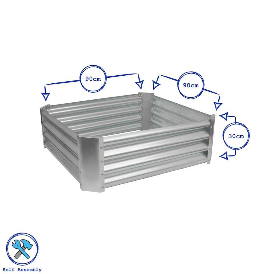 image 1 of Harbour Housewares Square Galvanised Steel Raised Garden Beds - 90cm x 90cm - Anthracite - Pack of 2