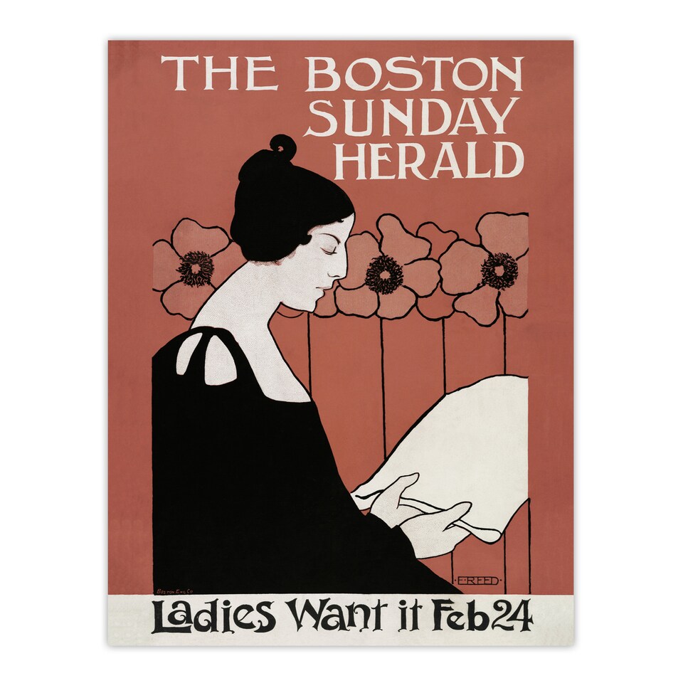 image 1 of Herald Cover Poppies Nouveau Vintage Wall Art Print Ethel Reed 12x16"
