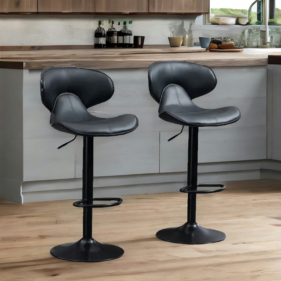 image 1 of Set Of 2 Grey Adjustable Swivel & Adjustable Height Grey