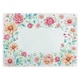 image 1 of Pink Flower Border Large Smooth Glass Worktop Saver - Floral Kitchen Chopping Board