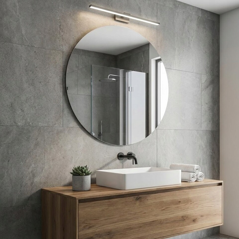 image 1 of Round Bathroom Mirror 70cm Frameless Polished Edge 4mm Silver Glass