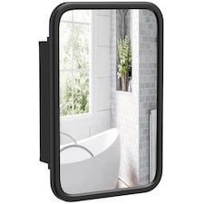HOMCOM Bathroom Wall Cabinet with Mirror Black | Black | Black | 50 x 12 x 76 cm