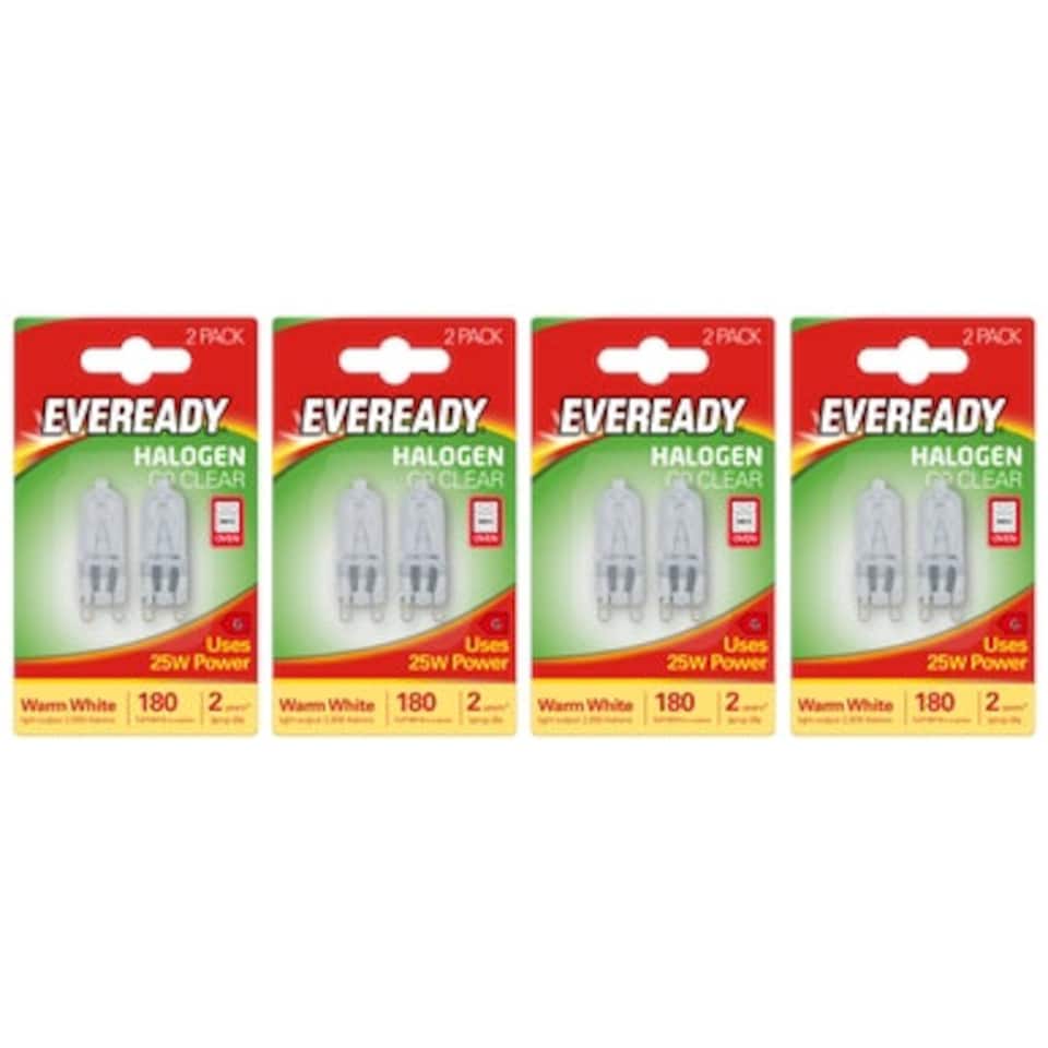 image 1 of Eveready Halogen G9 Capsule 180lm 25W 2800K (Warm White) Light Bulb - Pack of 8
