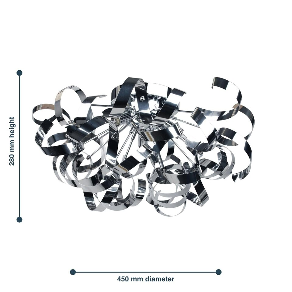 image 1 of First Choice Lighting Set of 2 Chrome Swirl Ribbon Dome Ceiling Fitting Chrome | Chrome