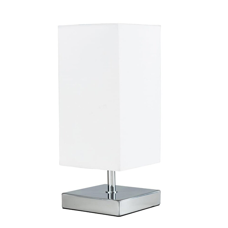 image 1 of ValueLights Yuko Chrome Touch Table Lamp With White Shade | Silver | White