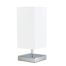 ValueLights Yuko Chrome Touch Table Lamp With White Shade | Silver | White