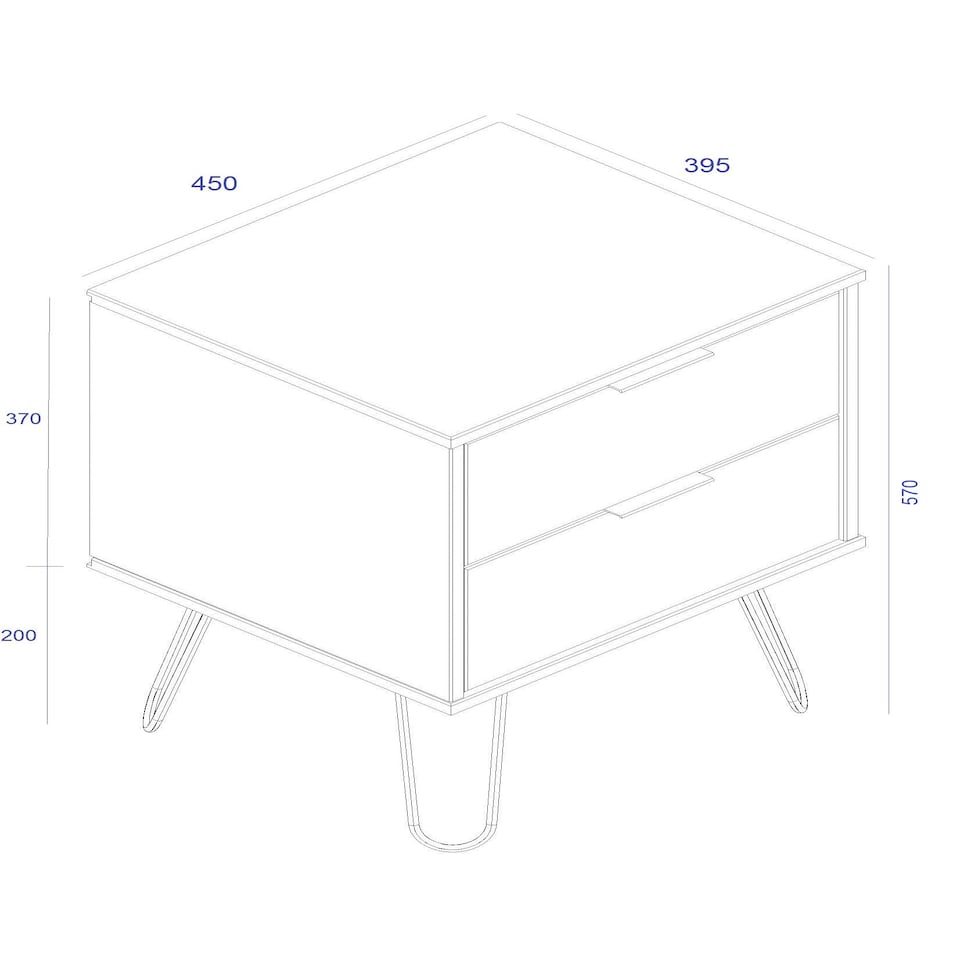 image 1 of Augusta 2 Drawer Bedside Table - Modern Industrial Style Nightstand for Bedrooms | White | White | One Size | 1