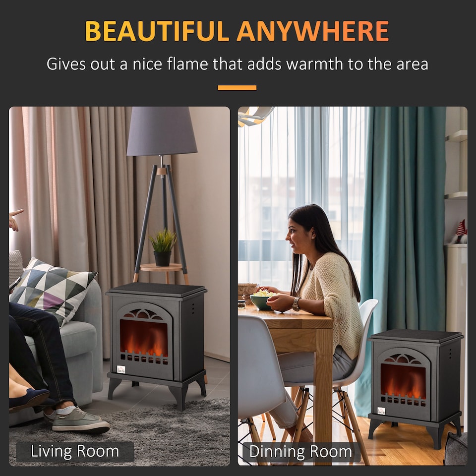 image 1 of HOMCOM Free Standing Bio Ethanol Fireplace Heater with 0.9L Tank, Black