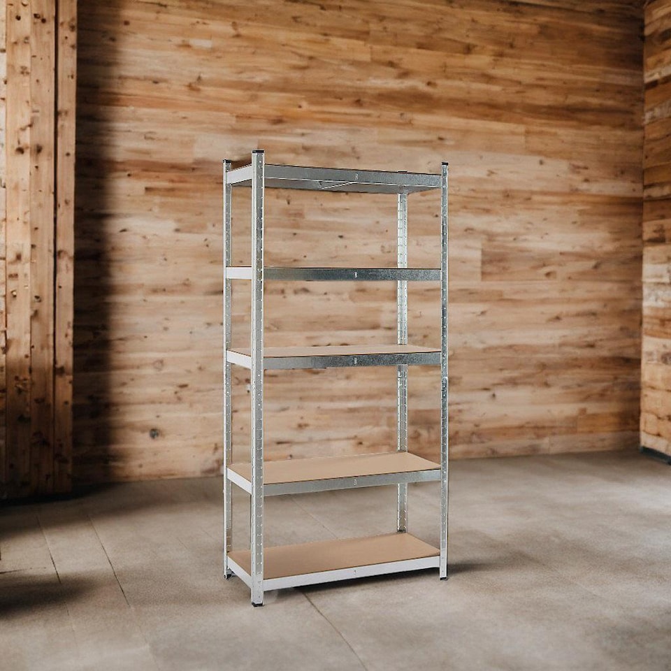 image 1 of House of Home Garage Racking 5 Tier Shelving Unit Boltless Heavy Duty Metal Shelf Shed Storage Silver