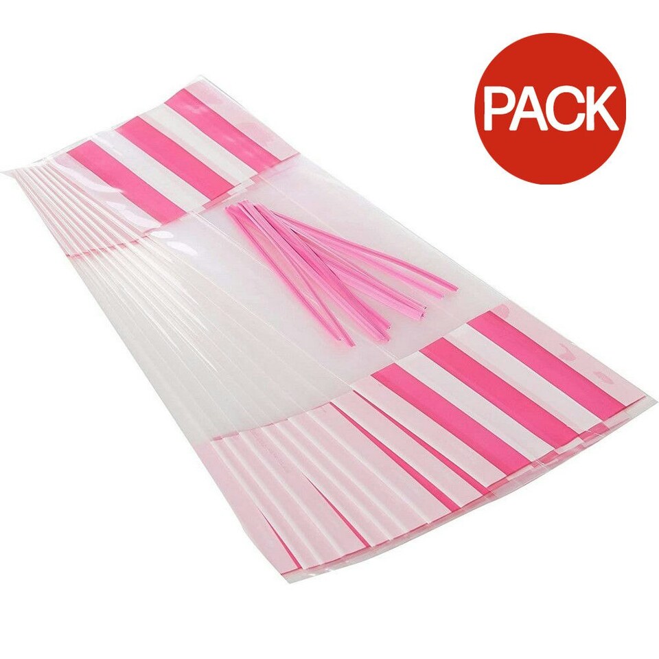 Amscan Striped Treat Bag (Pack of 10) - Bright Pink - One Size