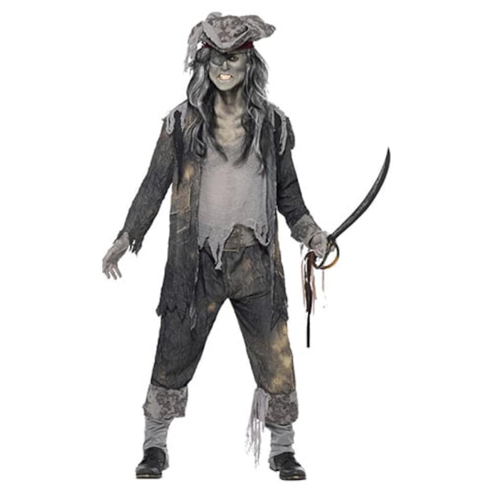 image 1 of Ghost Ship Ghoul Pirate Grey Deluxe Fancy Dress Costume Adult Mens Extra Large