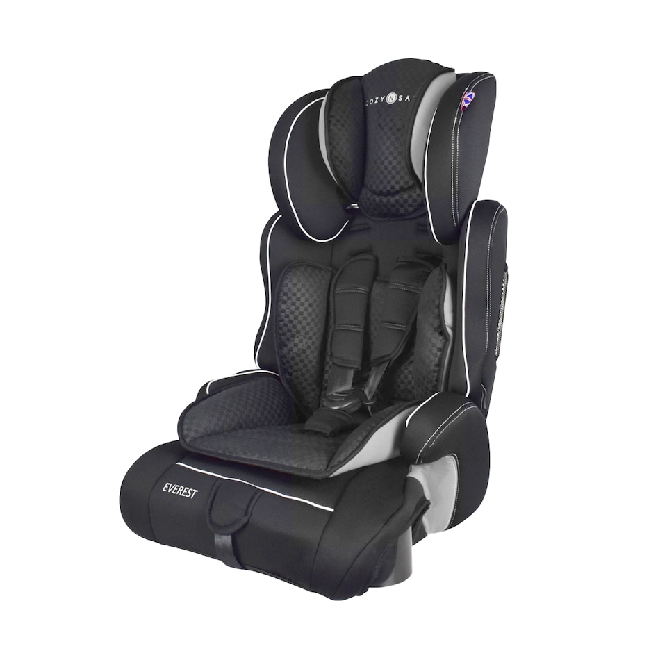 image 1 of Cozy N Safe Everest Group 1/2/3 Car Seat 9-36kg, Convertible Baby Toddler Child Car Seat, High Back Booster, Forward Facing, Kids Car Seat 9 Months to 12 Years (Black/Grey)
