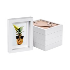Nicola Spring 5 x 7" Photo Frames - White Mount 3D Photo Frame Picture Frame Box Portrait Display Case & Spacer (20 x 15cm) x5