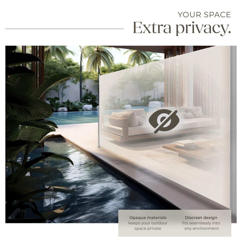 image 1 of Garden Privacy Screen with retractable side awning and aluminium casing | Cream | beige | 1
