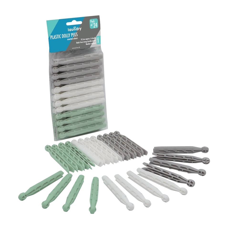 image 1 of JVL 72 Pack Plastic Dolly Clothes Pegs, Assorted Colours