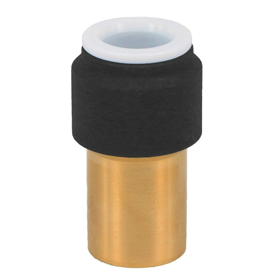 image 1 of SPARES2GO Radiator Valve 15mm x 10mm Black Pushfit Reducing Straight Speed Fit Compression Stem