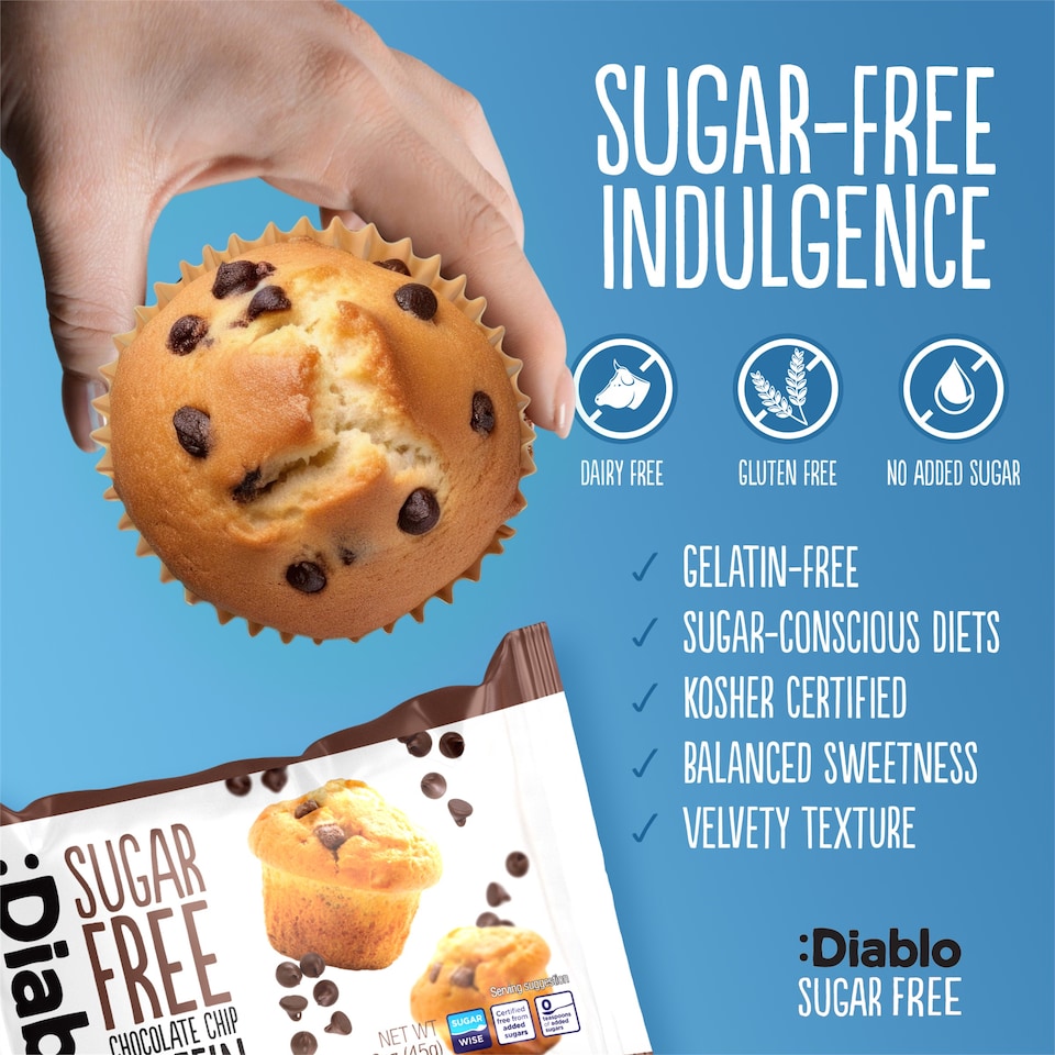 image 1 of Diablo Sugar Free Chocolate Chip Muffins 6 x 45g