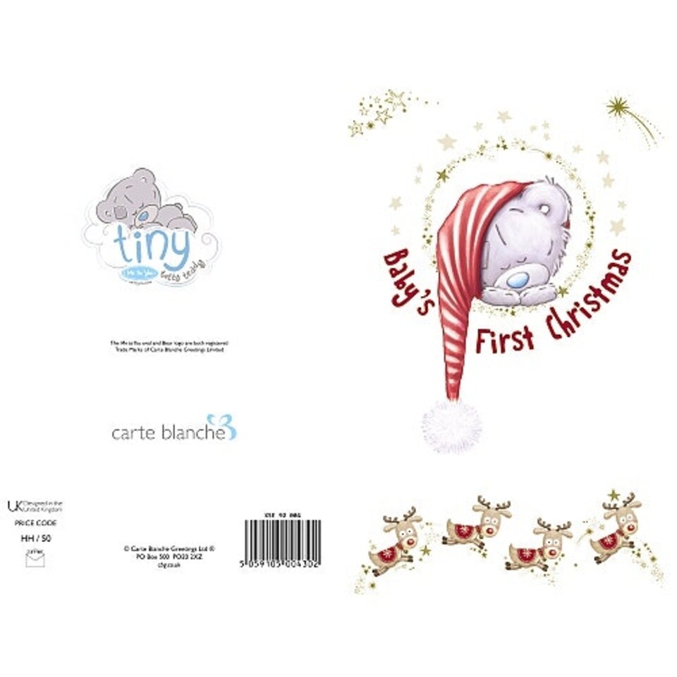 image 1 of Tatty Teddy In Night Cap Design Baby's First Christmas Card