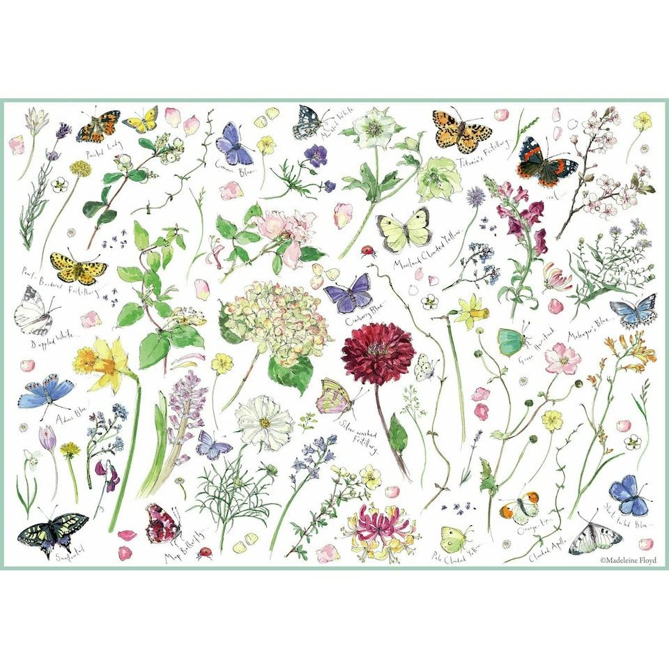 image 1 of Otter House 1000 Piece Jigsaw Puzzle Flowers & Butterflies