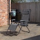 image 3 of Multi Position Garden Gravity Relaxer Chair Sun Lounger with Sun Canopy in Grey