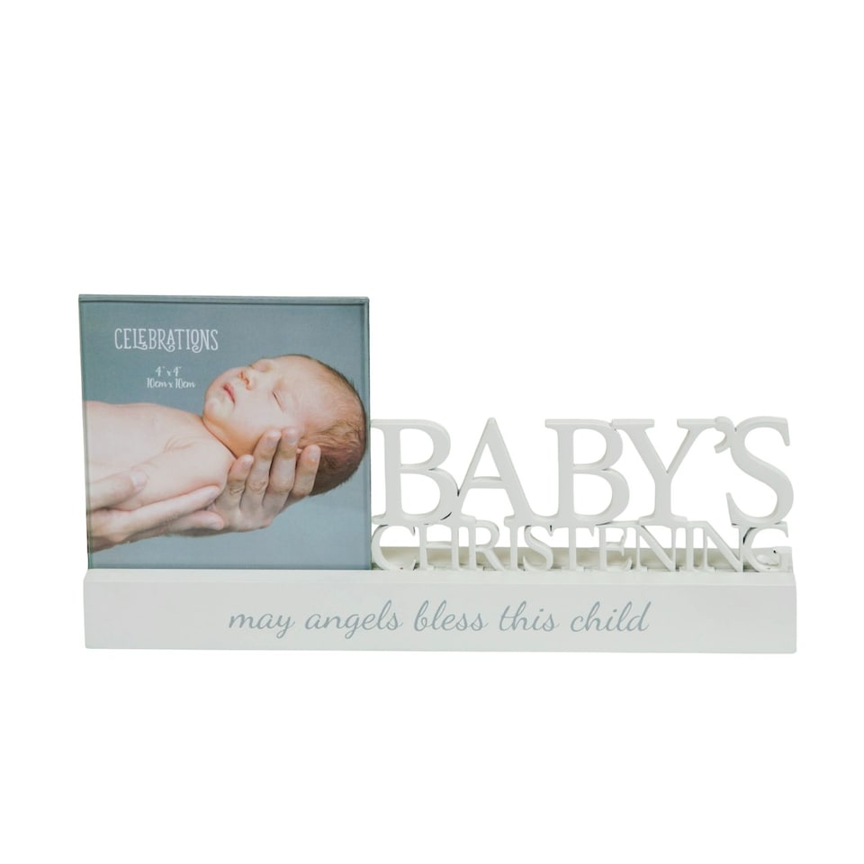 image 1 of Widdop Baby 'Christening' Decorative Photo Frame - 4 x 4" Clear | One Size