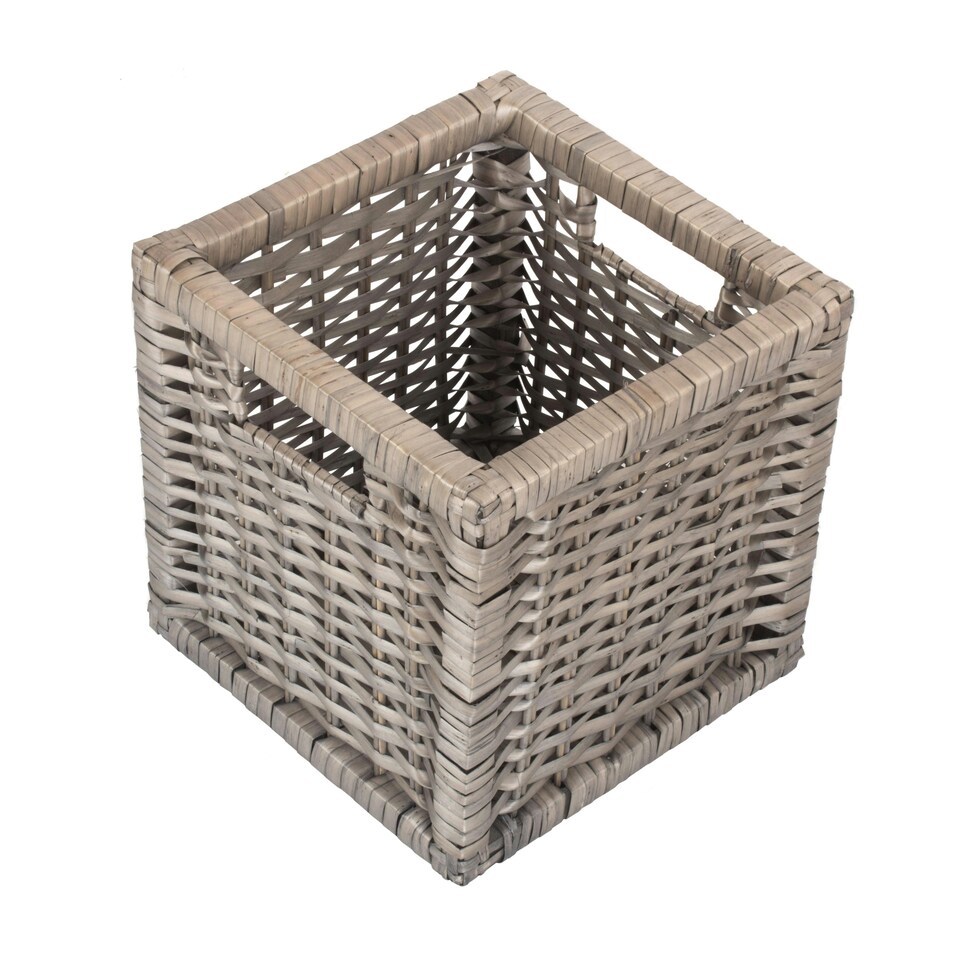 image 1 of Wooden Framed Split Willow Storage Basket Brown | Brown | S