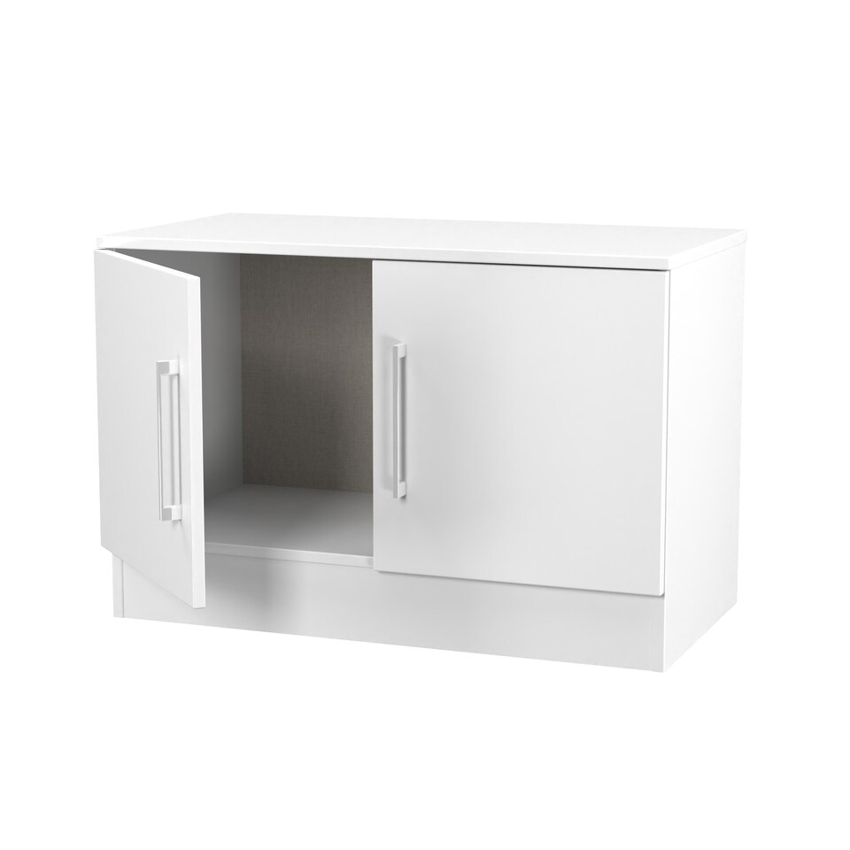 image 1 of Gloucester Compact 2 Door Cupboard in White Matt & White (Ready Assembled) | White | White Matt & White