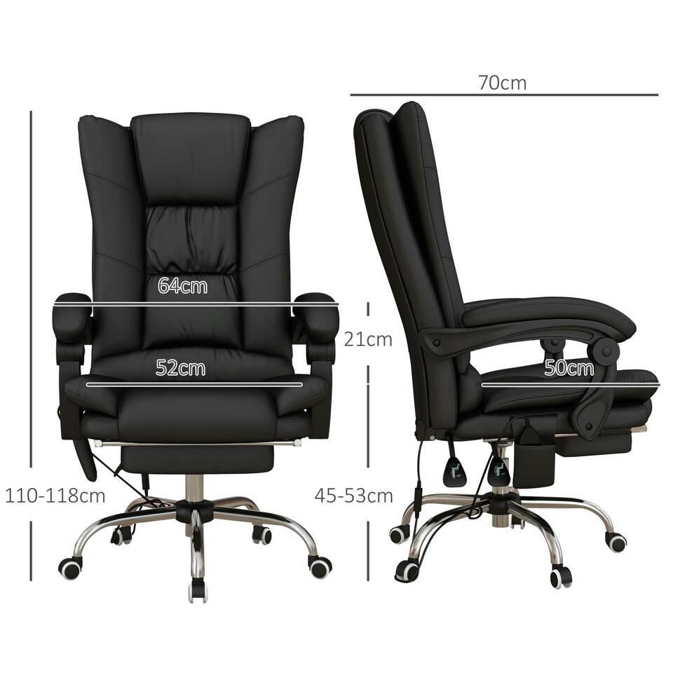 image 1 of Vinsetto PU Leather Vibration Massage Office Chair with Heat Black