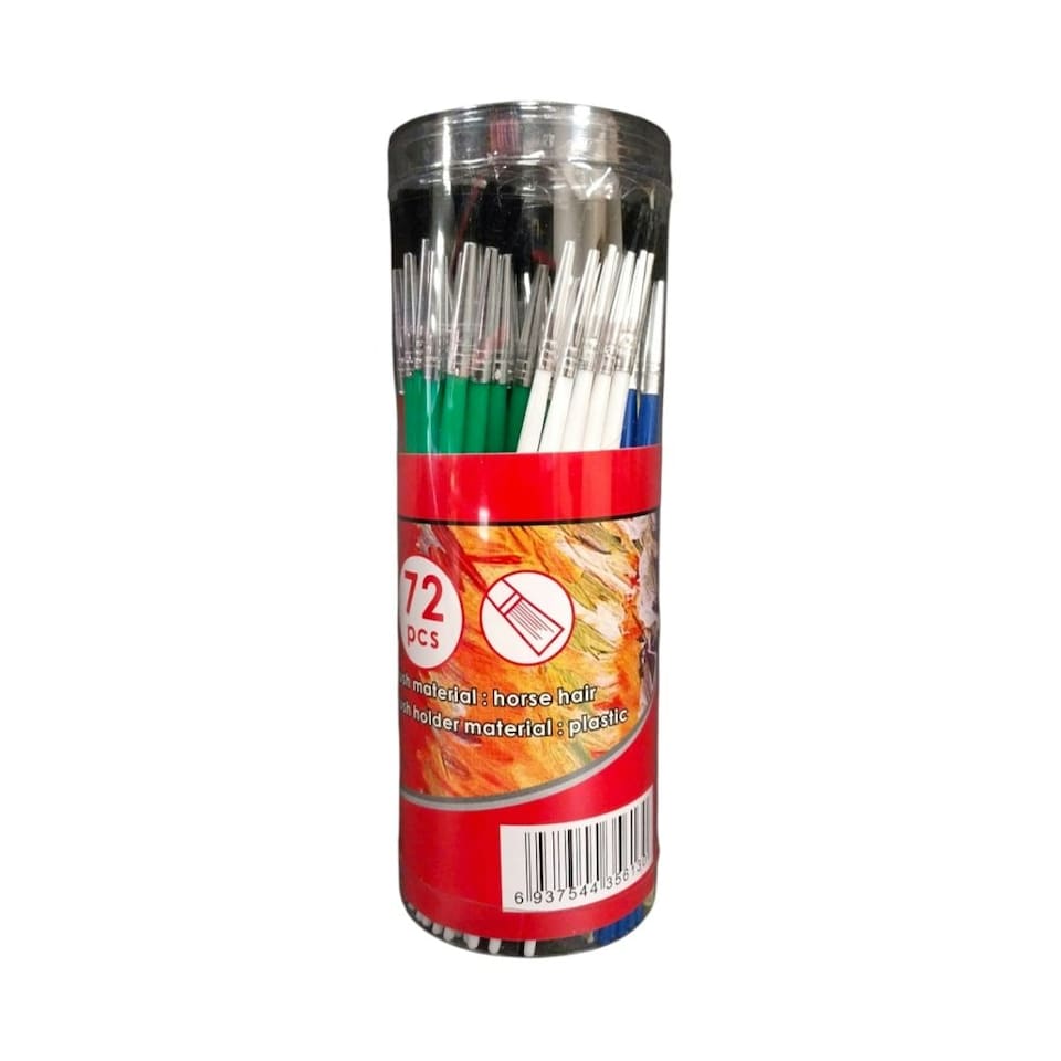 image 1 of Pack of 72 Six Assorted Size Plastic Handle Wool Oil Painting Brushes