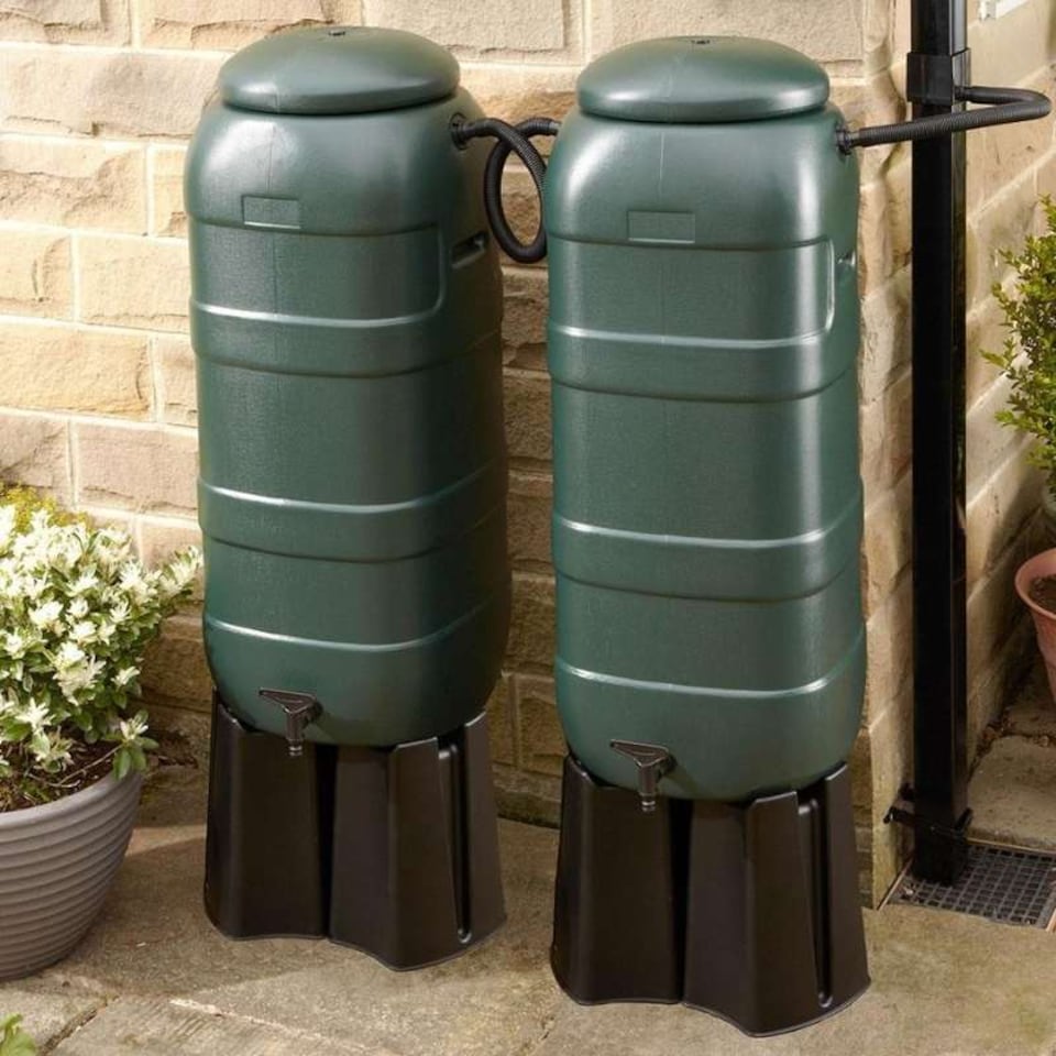 image 1 of Mini Rainsaver 100 Litre Green Water Butt Double Kit | Green | Dark Green | 100 Litre | 1