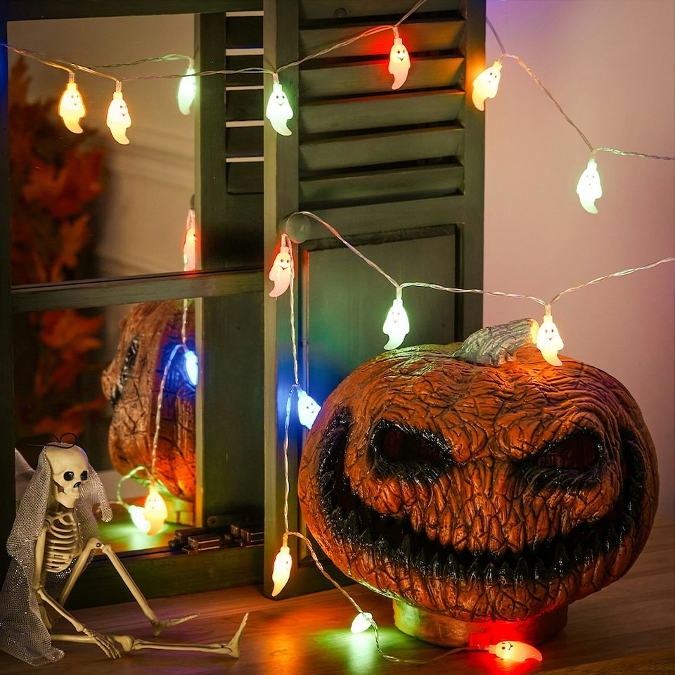 image 1 of Living and Home Halloween 20 LED Ghost String Lights for Decoration