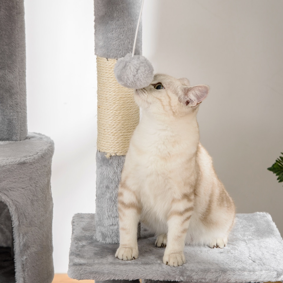 image 1 of PawHut Kitten Tower Adjustable 240-260cm, Scratch Posts, Houses
