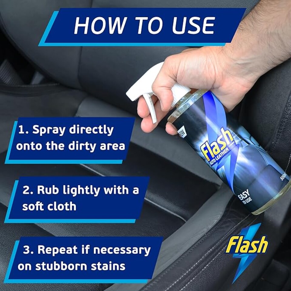 image 1 of Flash Car Care Leather Cleaner 3 x 500ml