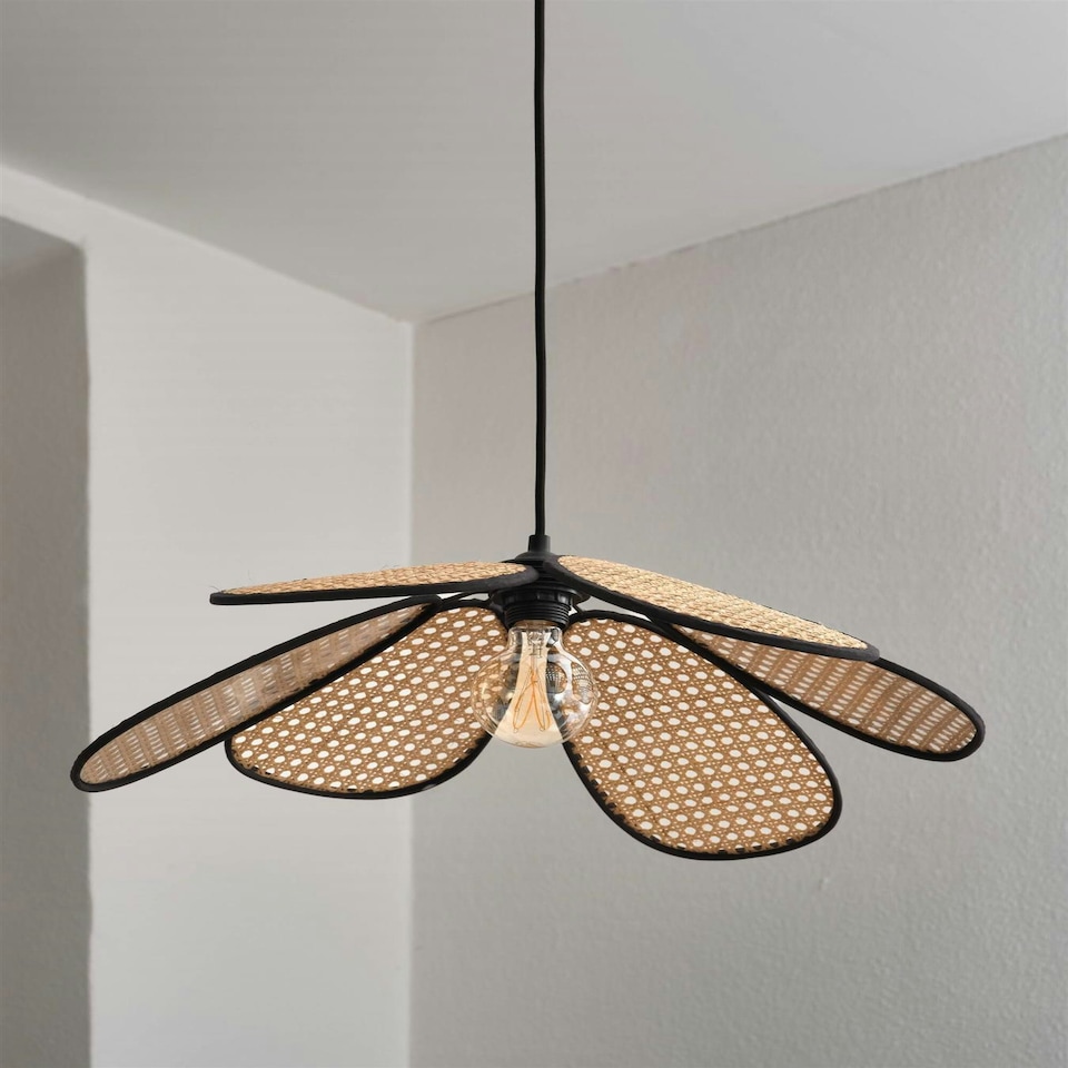 image 1 of Osram Decor Rattan Daisy Pendant Ceiling Light 580 E27 Brown Cream
