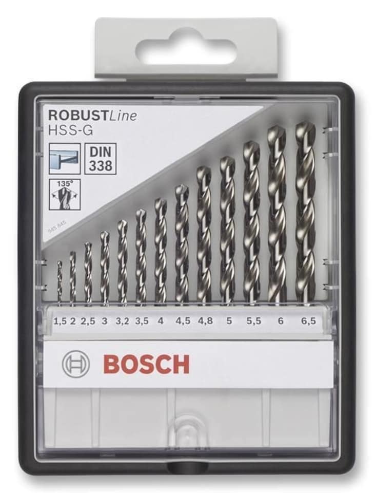 BOSCH - PROFESSIONAL (BLUE) - Robust Line HSS-G Drill Bit Set, 13 Piece