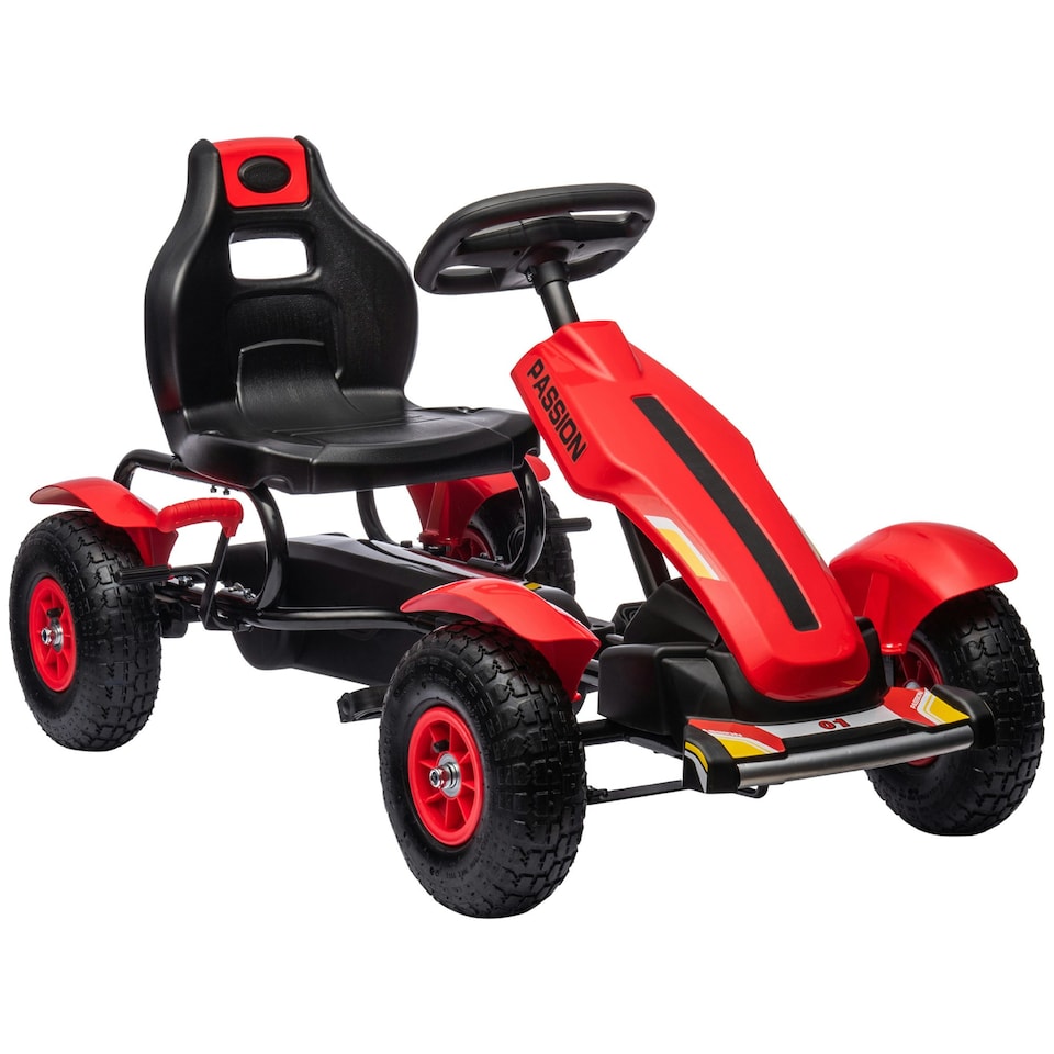 image 1 of HOMCOM Children Pedal Go Kart w/ Adjustable Seat, Inflatable Tyres - Red