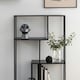 image 5 of Seaford Black Metal Asymmetrical Bookcase with 3 Black Shelves