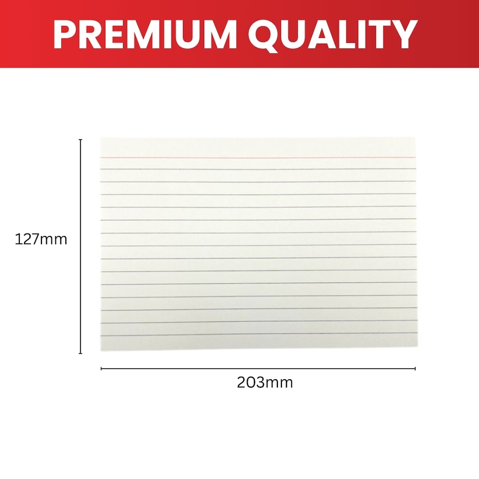 image 1 of Pack of 100 White Plain 8x5inch Record Cards - Blank Study Index Cards for Notes, Revision