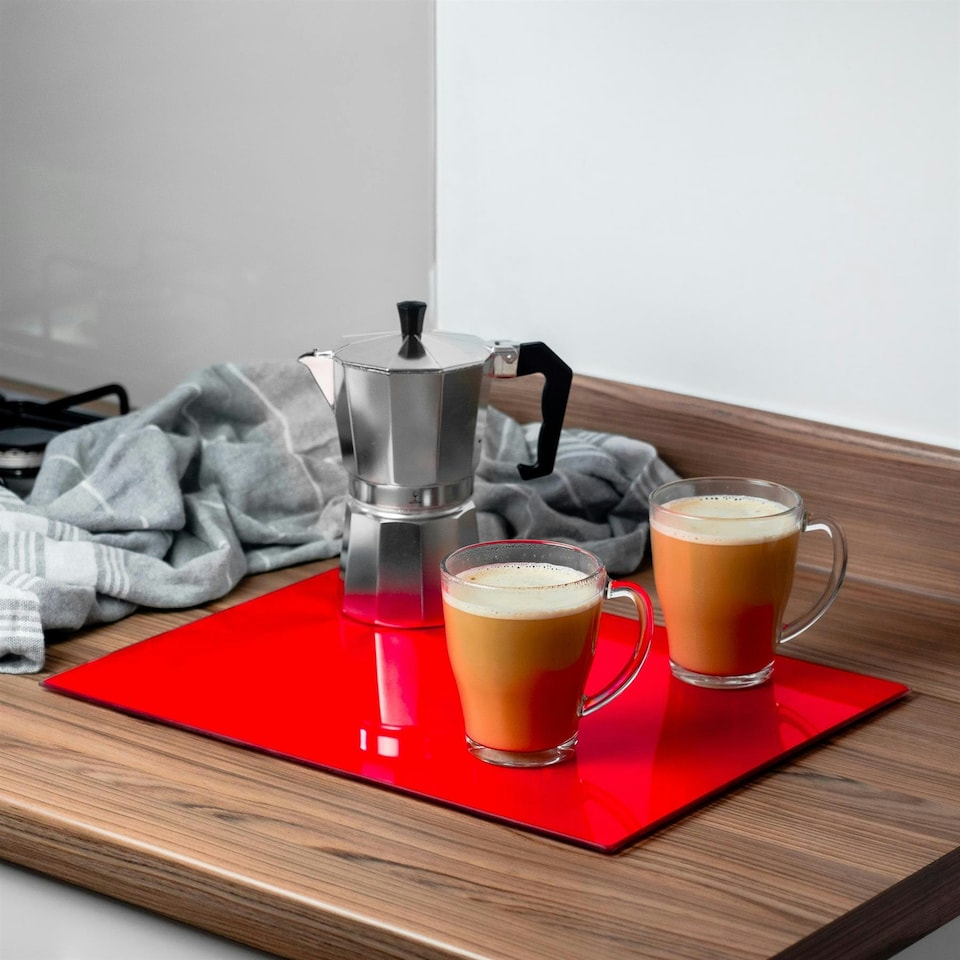 image 1 of Harbour Housewares Glass Kitchen Chopping Board - 40 x 30cm - Red Red