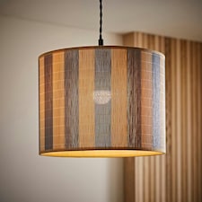 ValueLights Lori Blue Stripe Bamboo Drum Ceiling Lamp Shade Blue