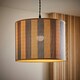 image 1 of ValueLights Lori Blue Stripe Bamboo Drum Ceiling Lamp Shade Blue